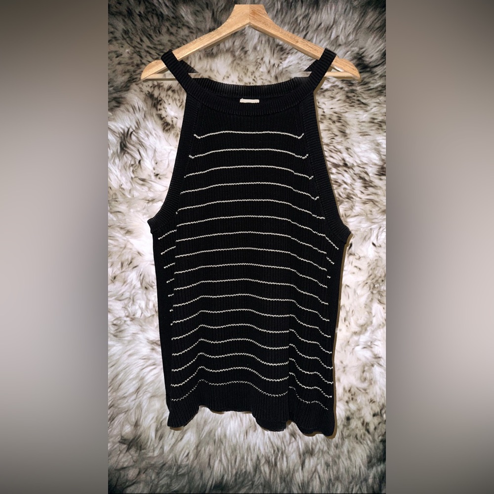 Old Navy Halter Sweater in Black and White Stripes